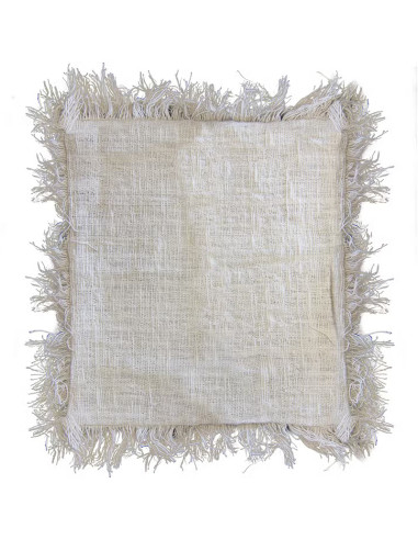 Funda de cojín de lino con flecos 60x60 cm
