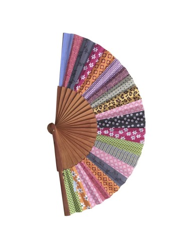 Abanico de tela hecho a mano - Patchwork