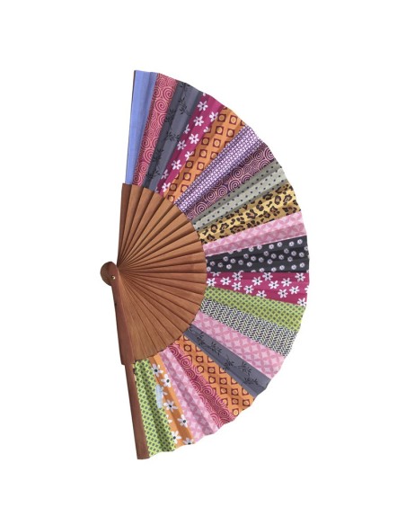 Abanico de tela hecho a mano - Patchwork