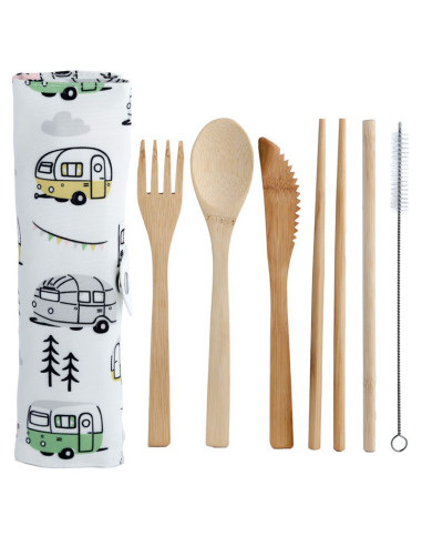 Joc de 6 coberts 100% bambú amb funda - Caravanes