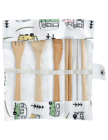 Joc de 6 coberts 100% bambú amb funda - Caravanes