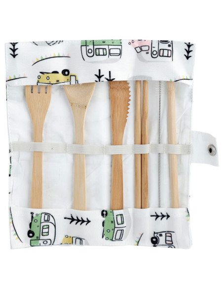 Joc de 6 coberts 100% bambú amb funda - Caravanes