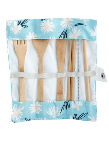 Joc de 6 Coberts 100% Bambú amb Funda - Margarides