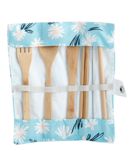 Joc de 6 Coberts 100% Bambú amb Funda - Margarides