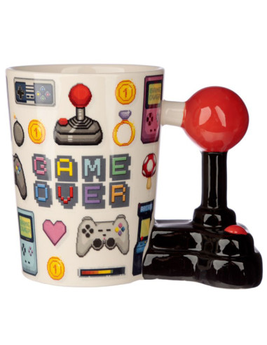 Taza asa con forma de joystick y pixel GAME OVER