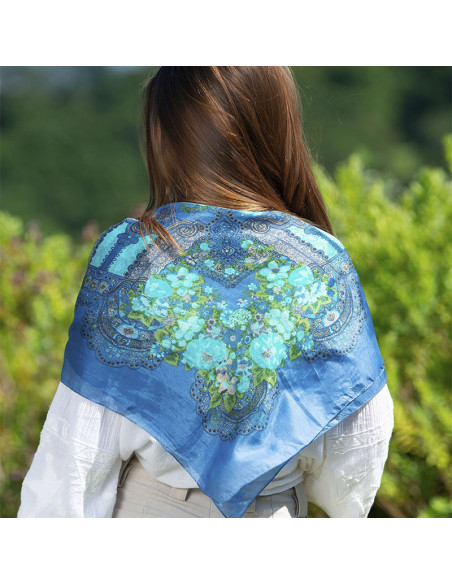 Mocador de seda 100x100cm blau clar