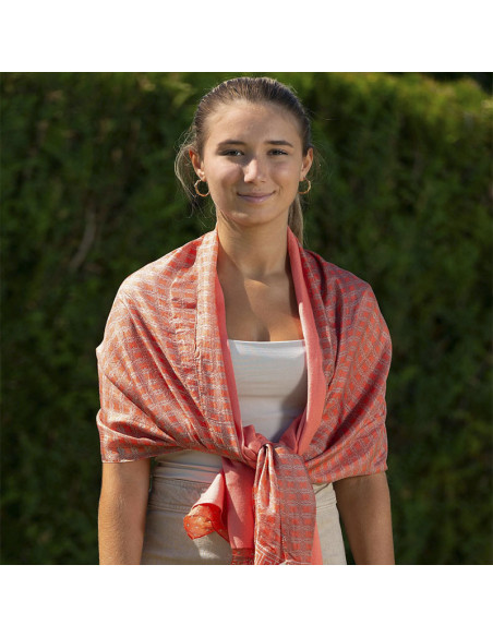Fular de seda amb forro de viscosa 180x50cm coral