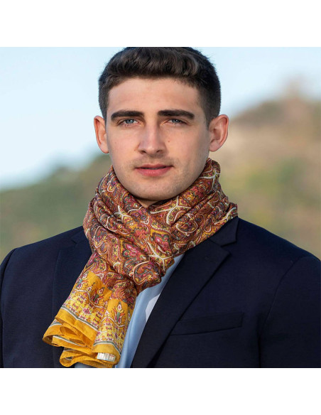 Fular de seda Hombre Amarillo