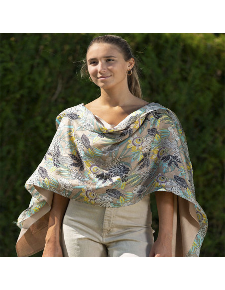 Fular de seda con forro de viscosa 180x50cm Beige