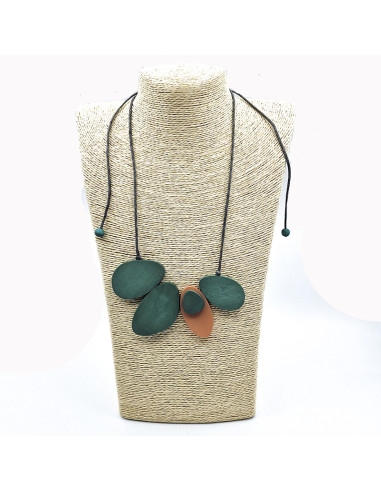 Collaret turquesa 4 ovals fusta i resina