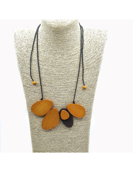 Collaret taronja 4 ovals fusta i resina