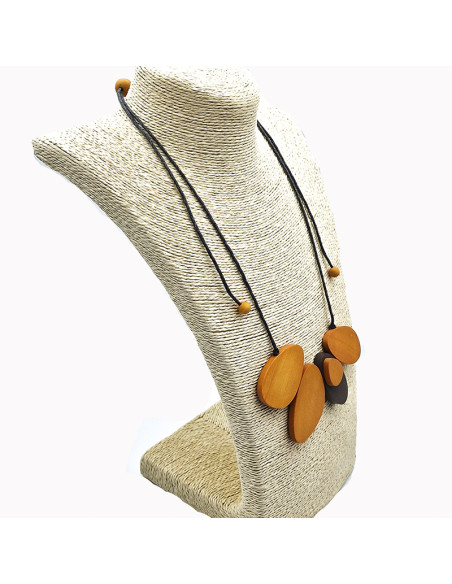 Collaret taronja 4 ovals fusta i resina