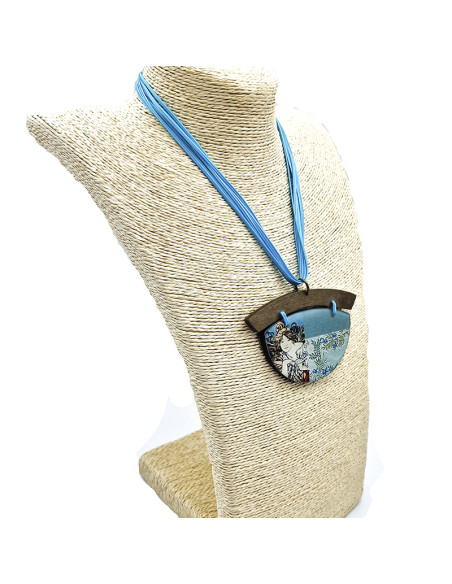 Collaret fusta noia turquesa