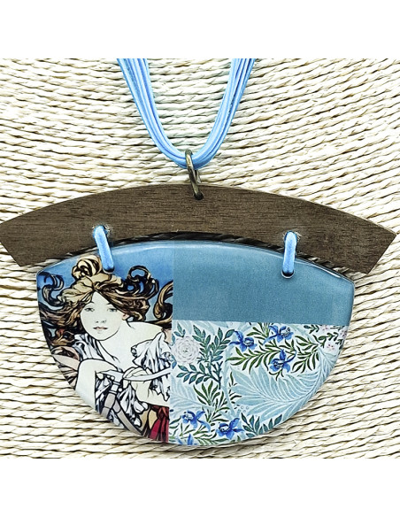 Collaret fusta noia turquesa