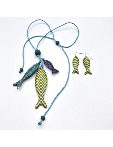 Collaret ajustable tres peces verde turquesa