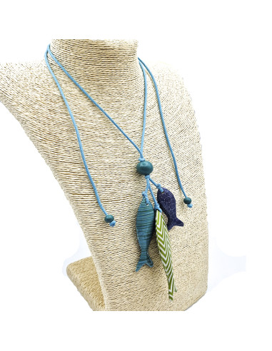 Collaret ajustable tres peces verde turquesa