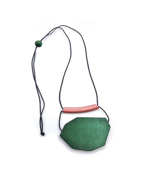 Penjoll de fusta ajustable color verd i rosa