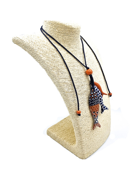 Collaret 3 peixos color blau i coral ajustable