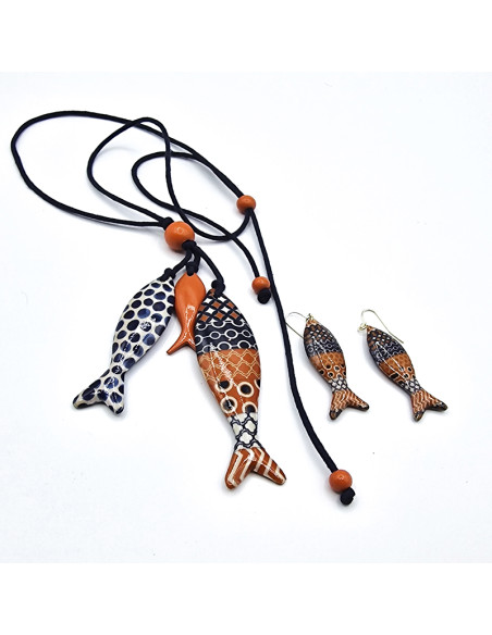 Collaret 3 peixos color blau i coral ajustable