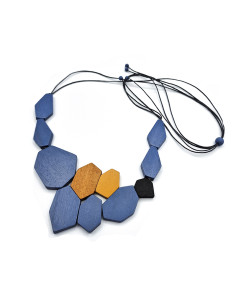 Collar madera colmena color celeste