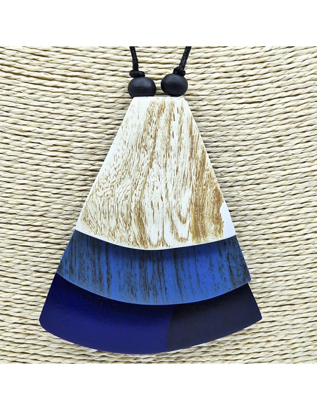 Penjoll de fusta tres paral·lels superposats blau