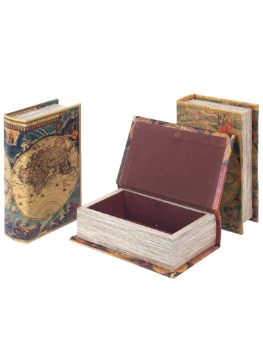 Caixa llibre vintage Mapamundi