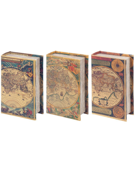 Caixa llibre vintage Mapamundi