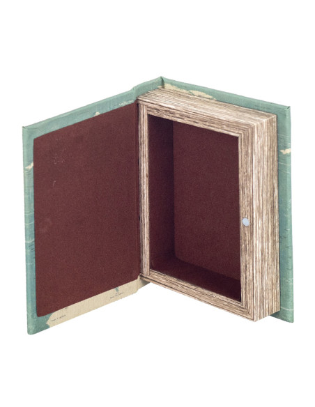 Caja libro vintage forrada en tela pintada Mapamundi