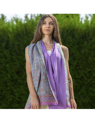 Fular de seda con forro de viscosa 180x50cm morado