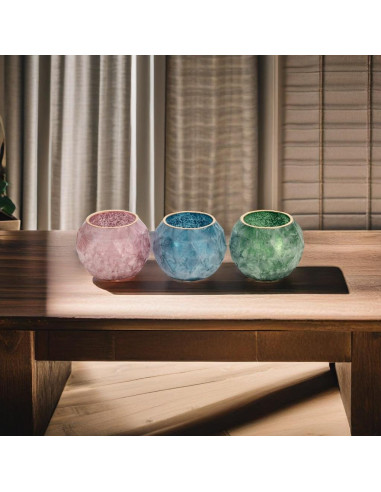 Conjunt 2 portaveles vidre de colors (mitjà i...