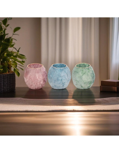 Conjunt 2 portaveles vidre de colors (mitjà i...