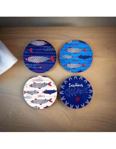 Salvamantells rodó de ceràmica PEIXOS set de 4