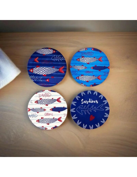 Salvamanteles redondo de cerámica PECES set de 4