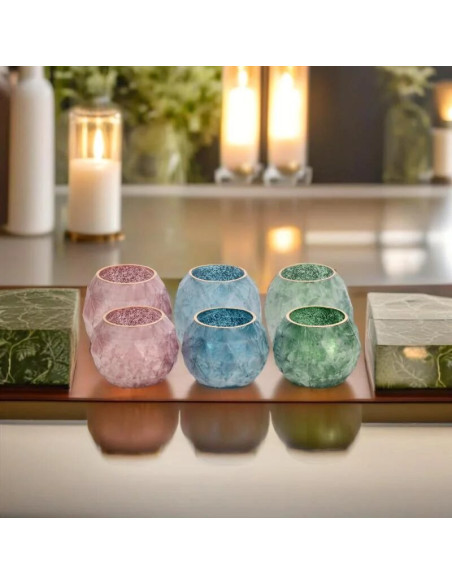 Conjunt 2 portaveles vidre de colors (mitjà i gran)