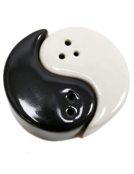 Juego de salero y pimentero ying yang cerámica