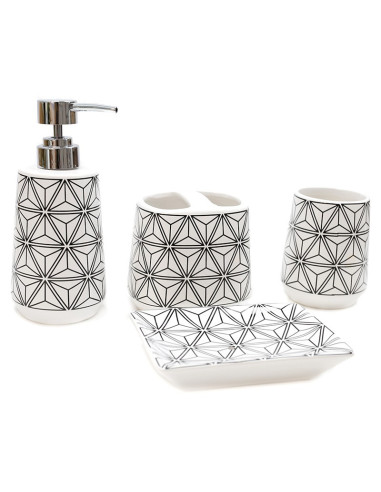 Conjunto de baño diseño geométrico 4 piezas