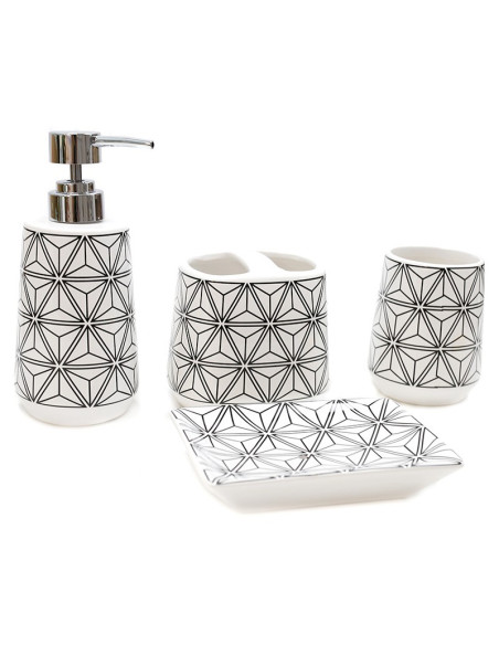 Conjunto de baño diseño geométrico 4 piezas