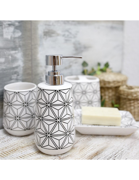Conjunto de baño diseño geométrico 4 piezas