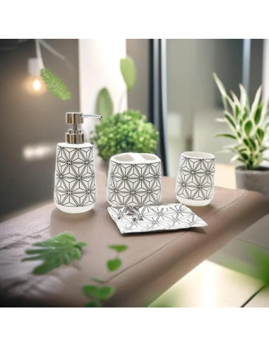 Conjunto de baño diseño geométrico 4 piezas
