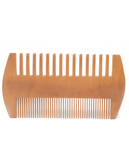 Peine de barba dos lados de madera de peral