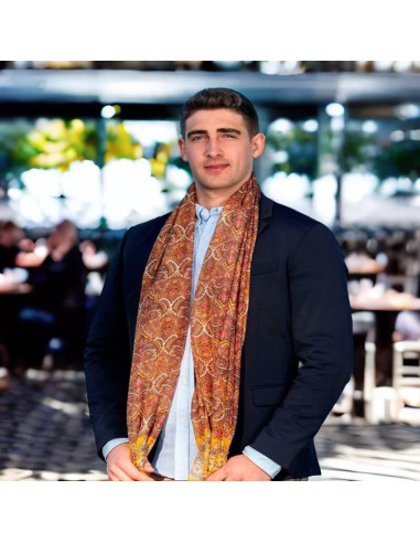 Fular de seda Hombre Amarillo