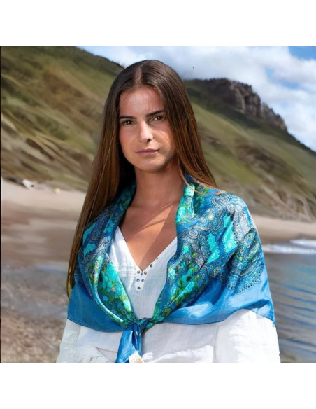 Mocador de seda 100x100cm blau clar