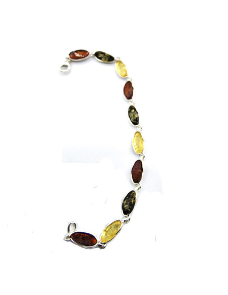 Pulsera ámbar de colores y plata 10 piezas