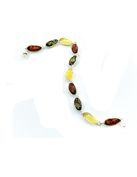 Pulsera ámbar de colores y plata 10 piezas