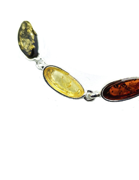 Pulsera ámbar de colores y plata 10 piezas