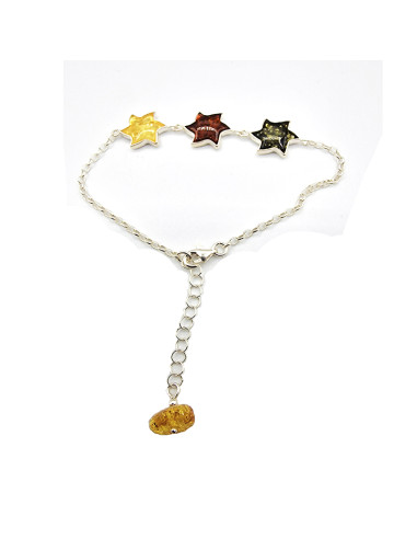 Polsera ambre de colors i plata Estrelles