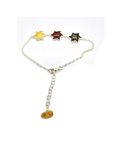 Polsera ambre de colors i plata Estrelles
