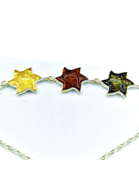 Polsera ambre de colors i plata Estrelles