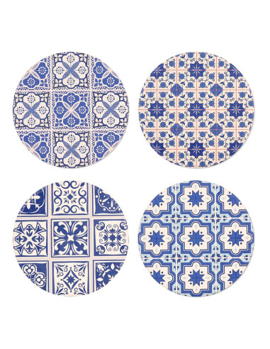 Joc 4 posagots ceràmica blau