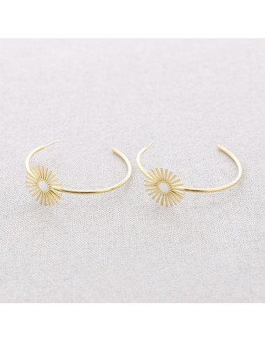 Pendientes aro acero dorado Sol QUASI